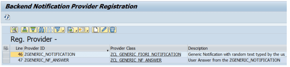 An Image shows the registered backend notification provider