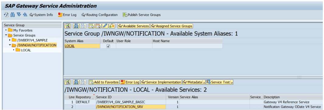 An image shows the SAP output of the /IWFND/V4_Admin transaction