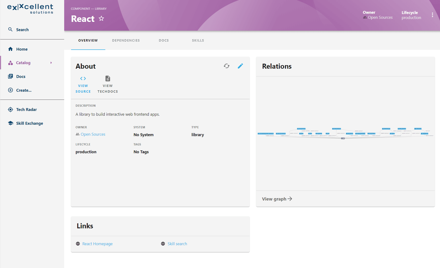 React Entity page in backstage